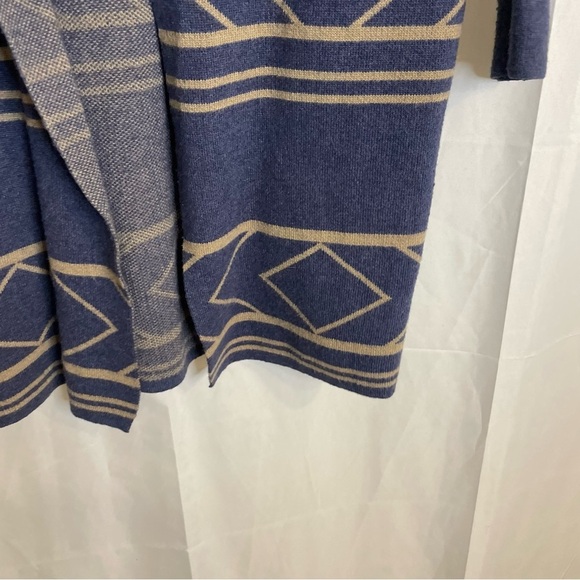 REBECCA ELLIOT Women’s Blue Tan Aztec Open Front Cardigan Sweater Size Small - Picture 6 of 13